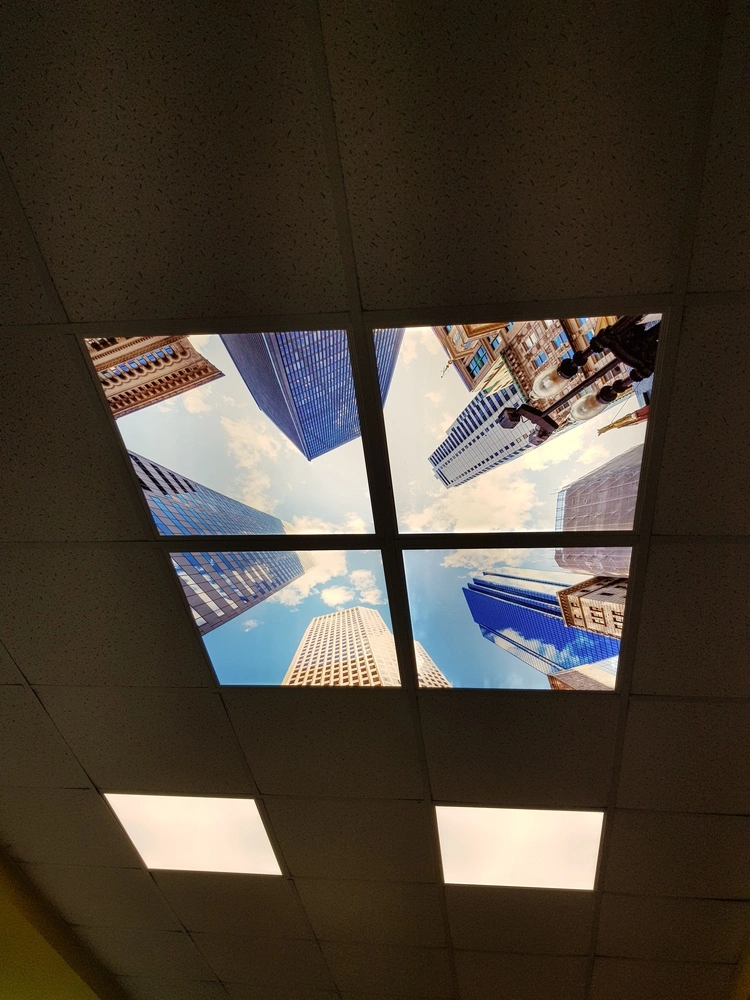 Dekorativní LED svítidlo - LED panel - motiv mrakodrapy - sada 4 panelů